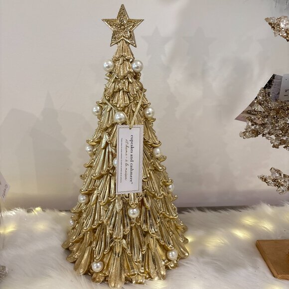 Cupcakes Cashmere Elegant Shabby Chic Metallic Gold Pearl Holiday Christmas Tree - Picture 2 of 6